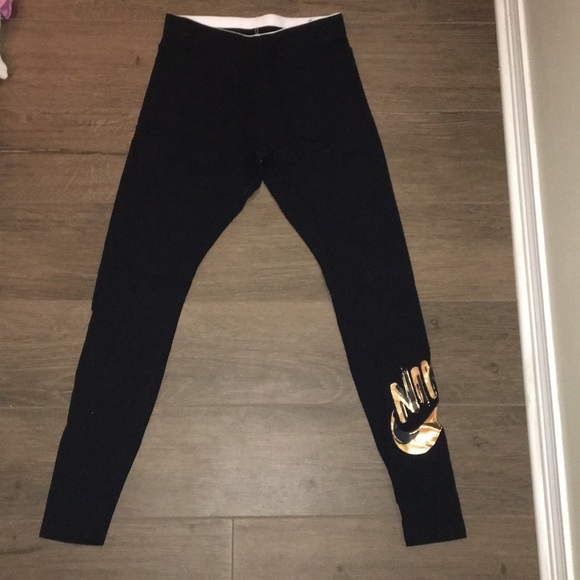 nike leggings with gold logo